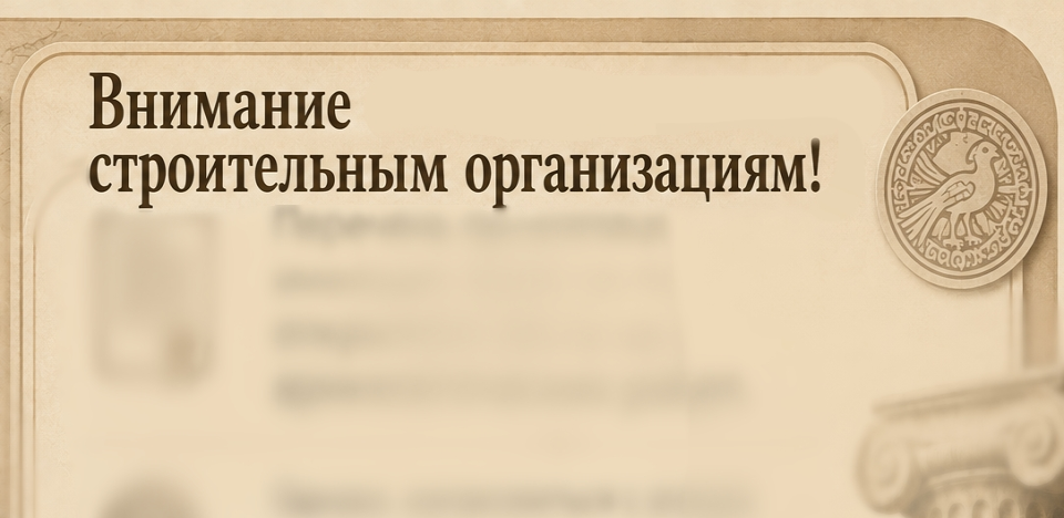 Внимание строительным организациям!